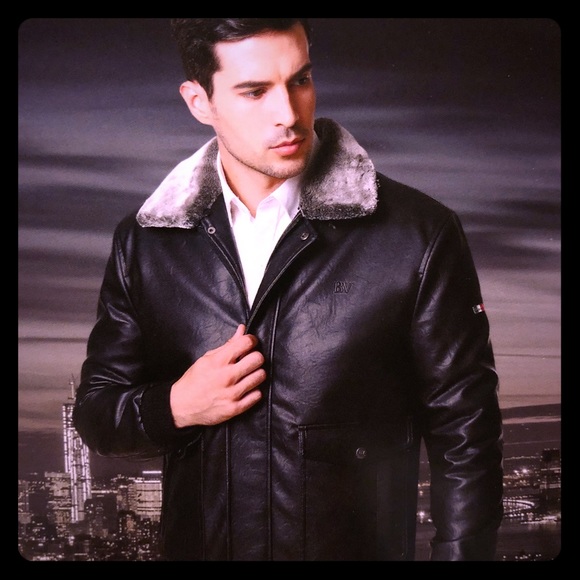 leather jacket with fur collar